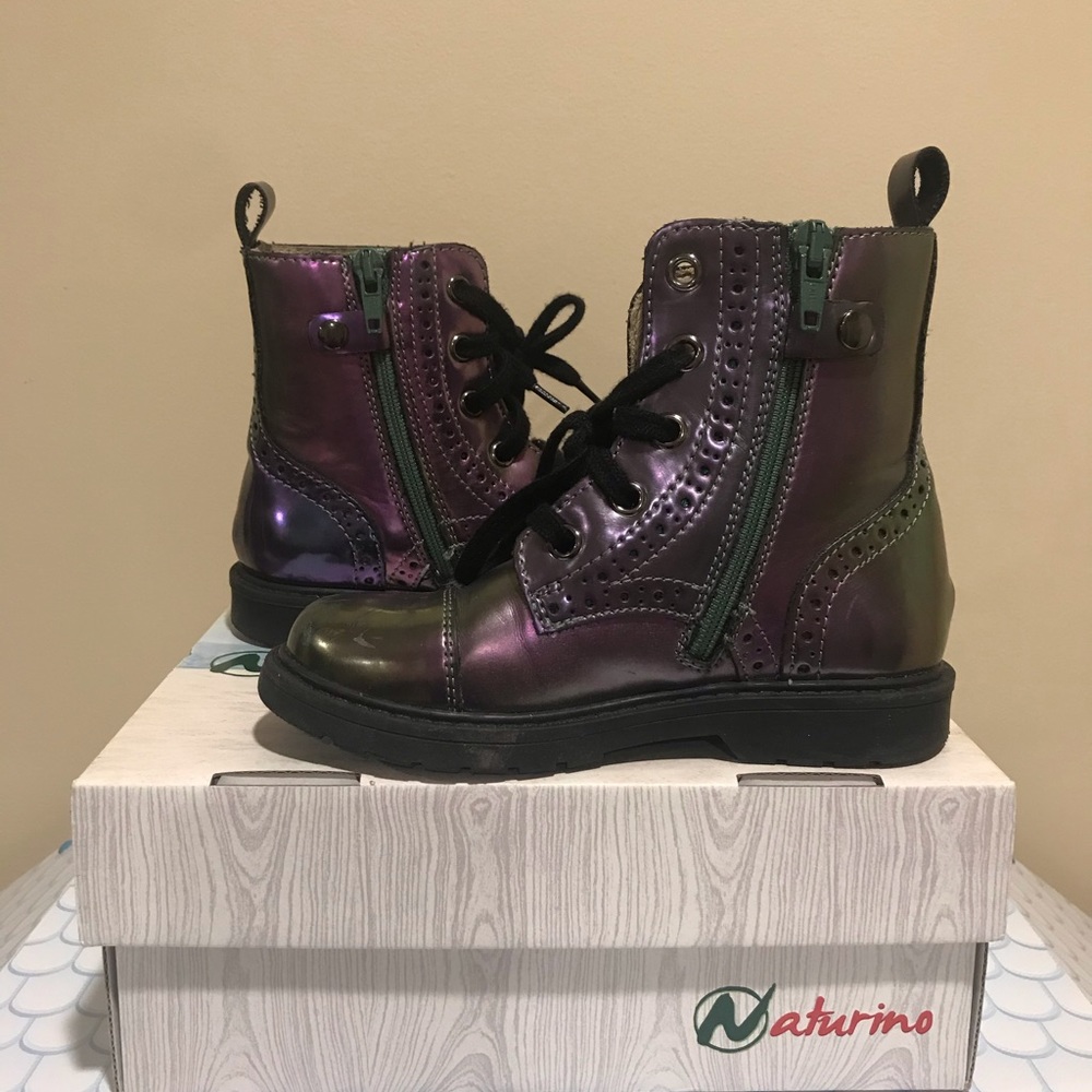 Naturino girls combat zipper boot Sz 27 - 10 1/2